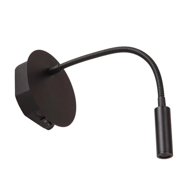 Lucide JOLIJN - Lámpara de cabecera / Lámpara de pared Recargable - Batería/acumulador - Ø 11 cm - LED - 1x2W 3000K - Magnético - Negro - detalle 1